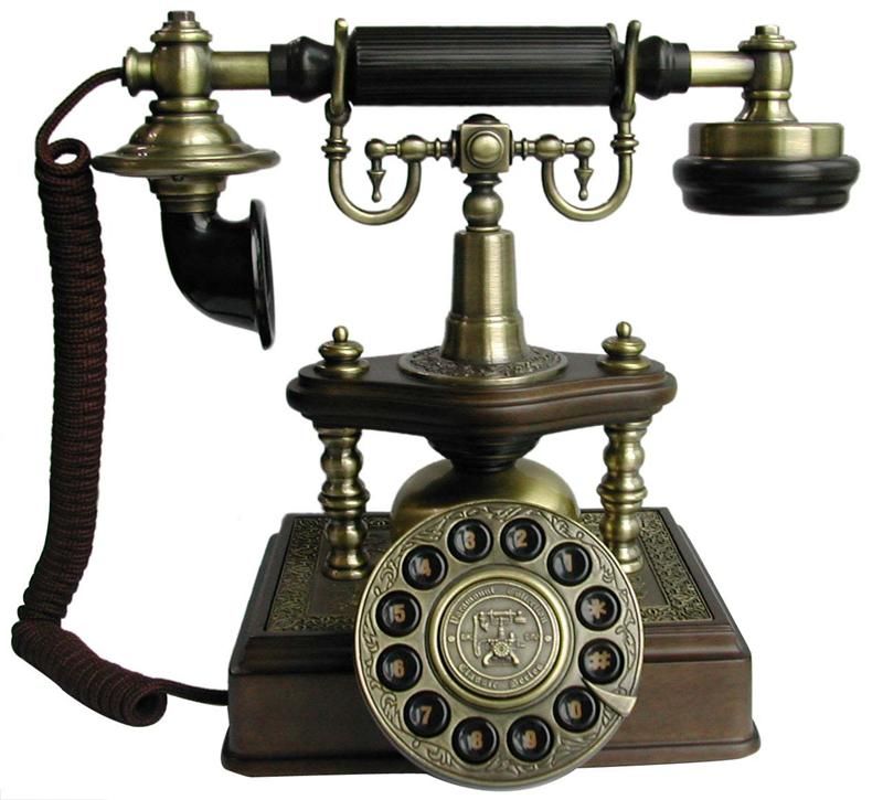 vintage telephone image made of brass